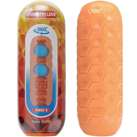 masturbateur pour homme à deux boules orange