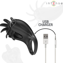 mabel anneau vibrant 10 vibrations avec stimulateur de clitoris noir