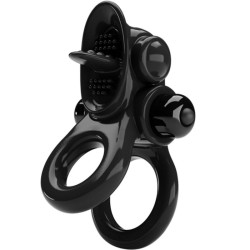 passionate ring double anneau vibrant + stimulateur de clitoris noir