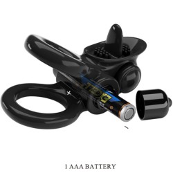 passionate ring double anneau vibrant + stimulateur de clitoris noir