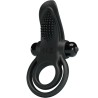 double anneau vibrant + stimulateur de clitoris 10 vibrations noir