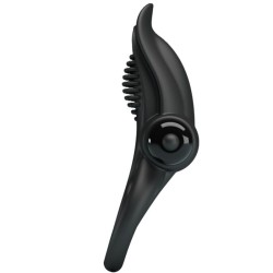double anneau vibrant + stimulateur de clitoris 10 vibrations noir