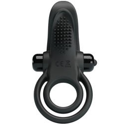 double anneau vibrant + stimulateur de clitoris 10 vibrations noir