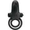 double anneau vibrant + stimulateur de clitoris 10 vibrations noir