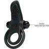 double anneau vibrant + stimulateur de clitoris 10 vibrations noir