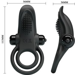 double anneau vibrant + stimulateur de clitoris 10 vibrations noir
