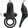 double anneau vibrant + stimulateur de clitoris 10 vibrations noir