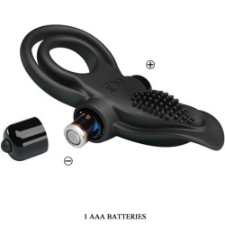 double anneau vibrant + stimulateur de clitoris 10 vibrations noir