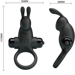 anneau vibrant + stimulateur de clitoris rabbit 10 vibrations noir