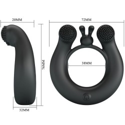 anneau vibrant dahlia + stimulateur de clitoris 12 vibrations noir