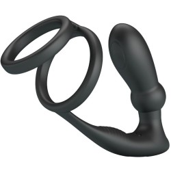 anneau pénis emoni + plug anal 12 vibrations noir