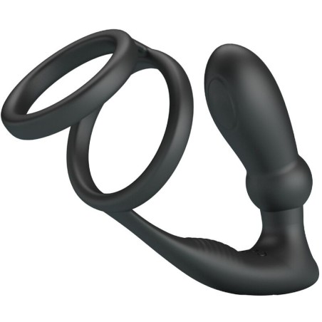anneau pénis emoni + plug anal 12 vibrations noir