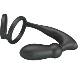 anneau pénis emoni + plug anal 12 vibrations noir