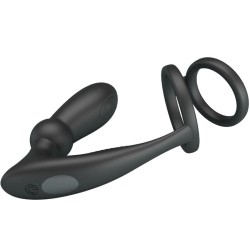 anneau pénis emoni + plug anal 12 vibrations noir