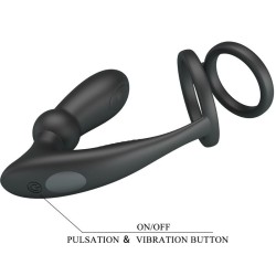 anneau pénis emoni + plug anal 12 vibrations noir