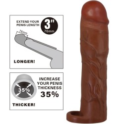 manchon de pénis gerd avec extension de 7,6 cm mulâtre