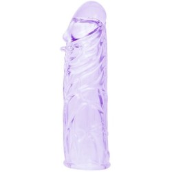 housse lilas pour le pénis en silicone adaptable 13 cm
