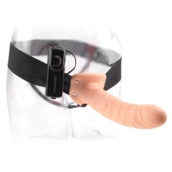 19 cm vibrant creux strap-on marron