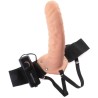 19 cm vibrant creux strap-on marron