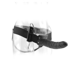 19 cm vibrant creux strap-on noir