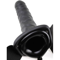 19 cm vibrant creux strap-on noir