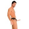 harnais vibrateur creux pour lui et elle naturel 14cm