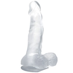 gode réaliste avec ventouse et testicules 16.7 cm transparent