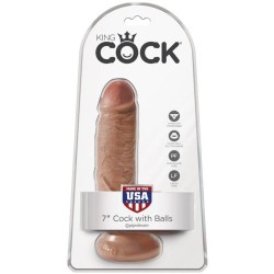 pénis réaliste avec boules 13.2 cm caramel