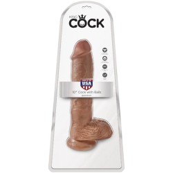 pénis réaliste avec boules 19.8 cm caramel
