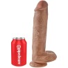 pénis réaliste avec boules 22.6 cm caramel