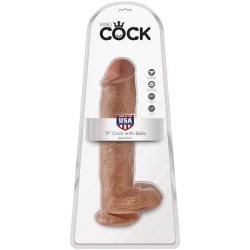 pénis réaliste avec boules 22.6 cm caramel