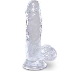 clear pénis réaliste avec boules 10.1 cm transparent