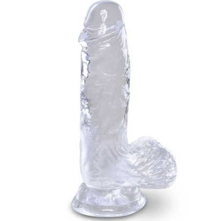 clear pénis réaliste avec boules 10.1 cm transparent