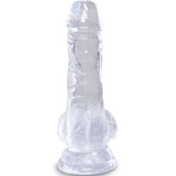 clear pénis réaliste avec boules 10.1 cm transparent