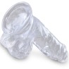 clear pénis réaliste avec boules 10.1 cm transparent