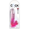 clear pénis réaliste avec boules 13.5 cm rose