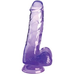clear pénis réaliste avec boules 13.5 cm violet