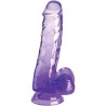 clear pénis réaliste avec boules 13.5 cm violet