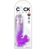 clear pénis réaliste avec boules 13.5 cm violet