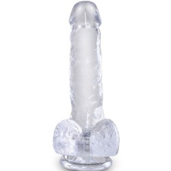 clear pénis réaliste avec boules 13.5 cm transparent