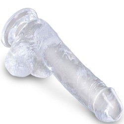 clear pénis réaliste avec boules 13.5 cm transparent