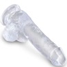 clear pénis réaliste avec boules 13.5 cm transparent