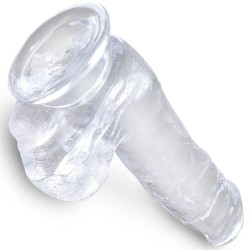 clear pénis réaliste avec boules 13.5 cm transparent