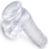 clear pénis réaliste avec boules 13.5 cm transparent