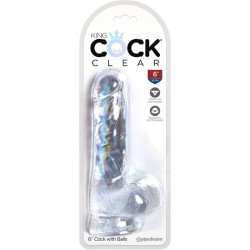 clear pénis réaliste avec boules 13.5 cm transparent