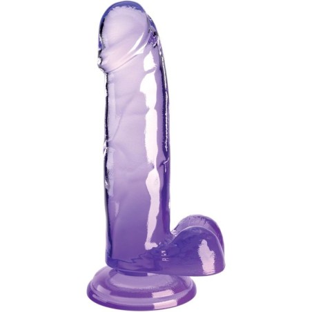 clear pénis réaliste avec boules 15.2 cm violet