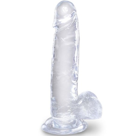 clear pénis réaliste avec boules 15.2 cm transparent