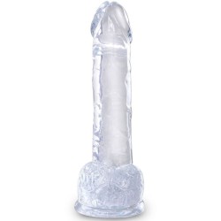 clear pénis réaliste avec boules 15.2 cm transparent