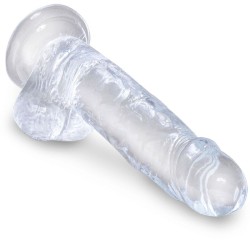 clear pénis réaliste avec boules 15.2 cm transparent