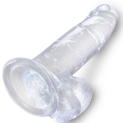 clear pénis réaliste avec boules 15.2 cm transparent